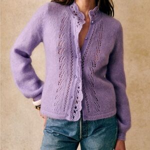 Sezane ANGIE CARDIGAN in Lilac